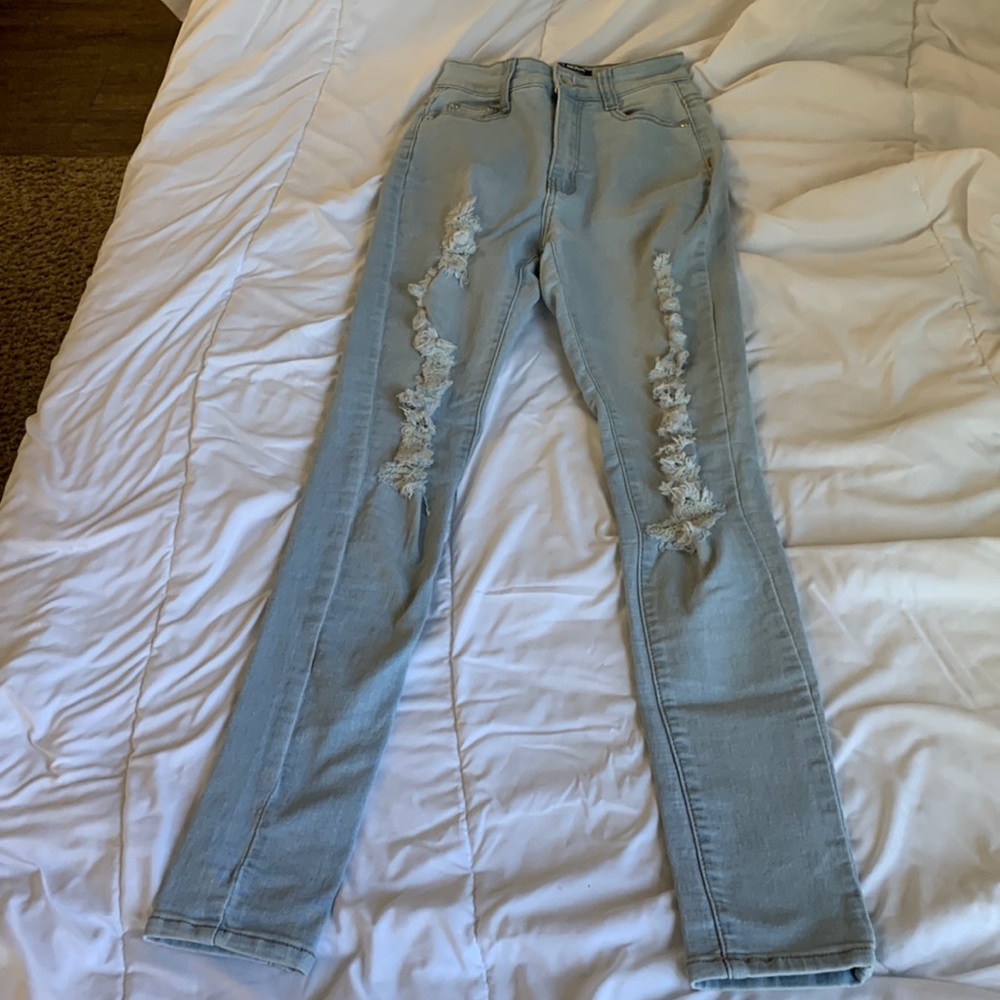 Fashion Nova Light Wash Ripped Skinny Jeans